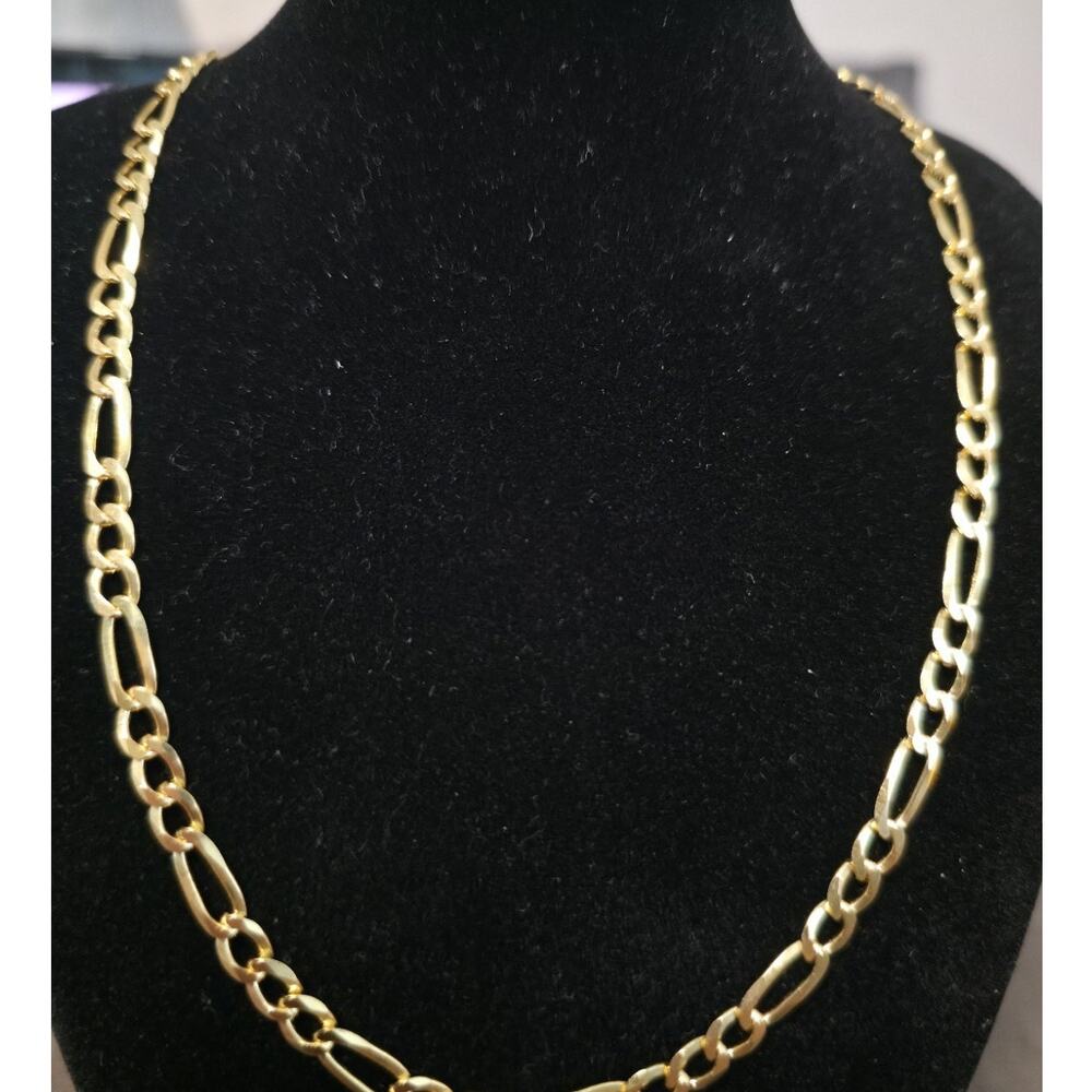 24" Figaro Chain 5.1mm 17.55g Gold Plated 925 Sterling Silver